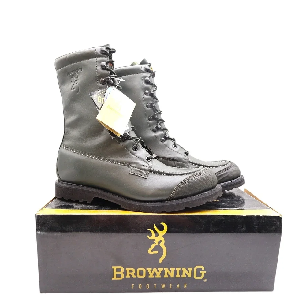 Browning 10100 Hunting Boots Mens Size 10 Green Leather Gore-Tex NIB Deadstock
